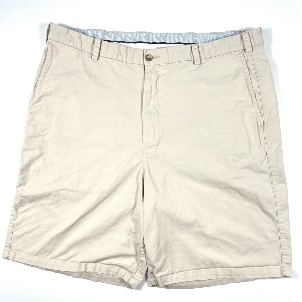 Peter Millar Mens Chino Shorts Tan Khaki Cotton Twill Flat Front Size 40L EUC